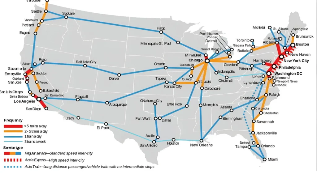 Eugene Amtrak Train Station and Routes Location Map