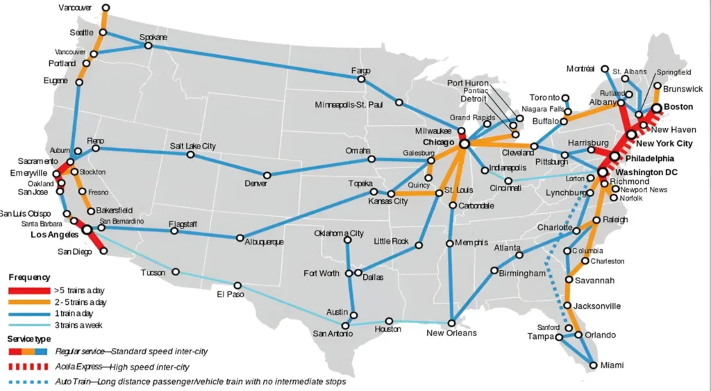 Washington D.C. Amtrak Stations and Route Map